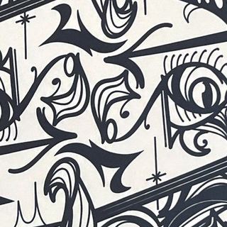 Detalle de Miradas: el trazo fino y grueso de los ojos